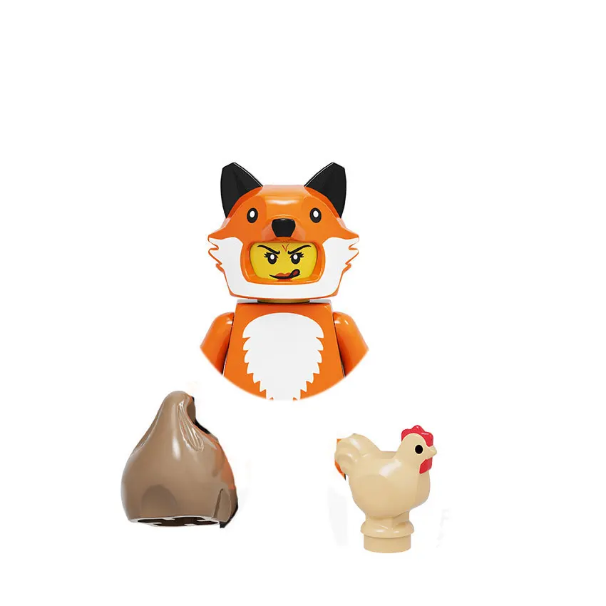 

Mini Anime Action Assemble Toys Figures Building Blocks Cartoon Toy Fox Shark Carrot Banana Bricks kids gift