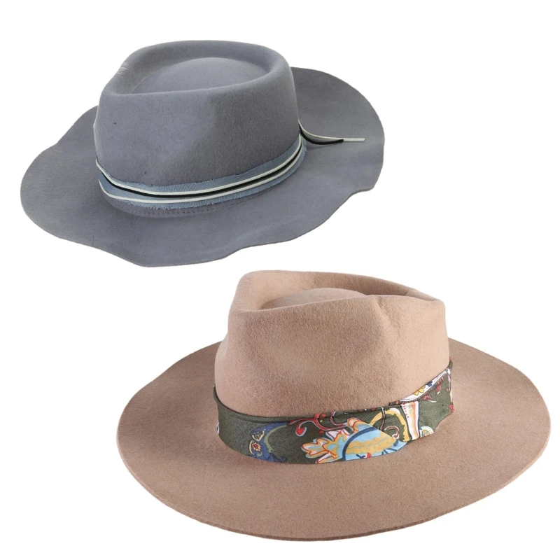 

S1Y1 Homburg Distressed Top Hat Wool Panama Hat Dress Up Rancher Hat Surprise Gift for Boyfriend Father Uncle Casual