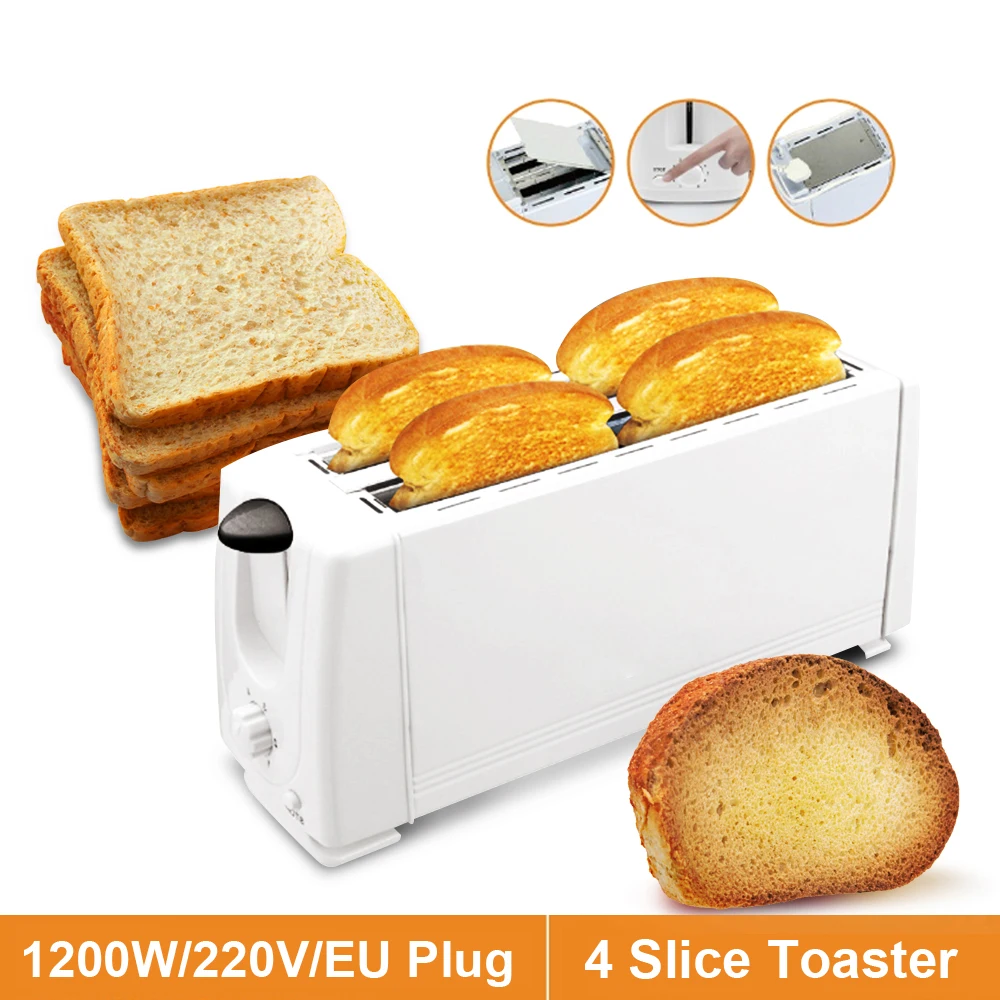 Stainless Steel Electric Toaster Sandwich Maker EU Standard 220V Bread Toasting Machine 4 Slices Cooking Appliances Breakfast