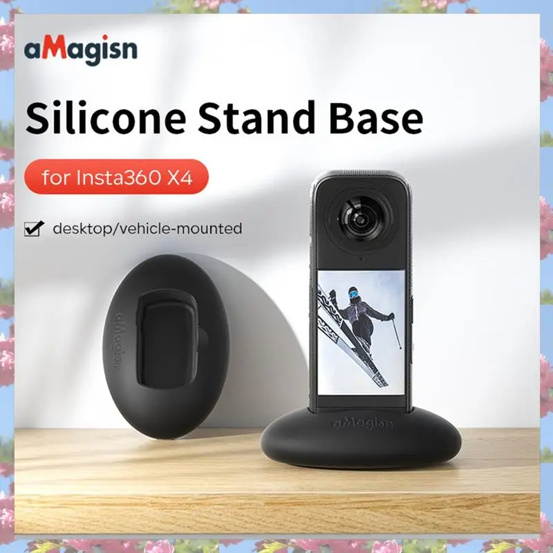 

AMAGISN Silicone Stand Base For Insta360 X4 Mount Base Holder For Insta 360 X4 Action Camera Accessory