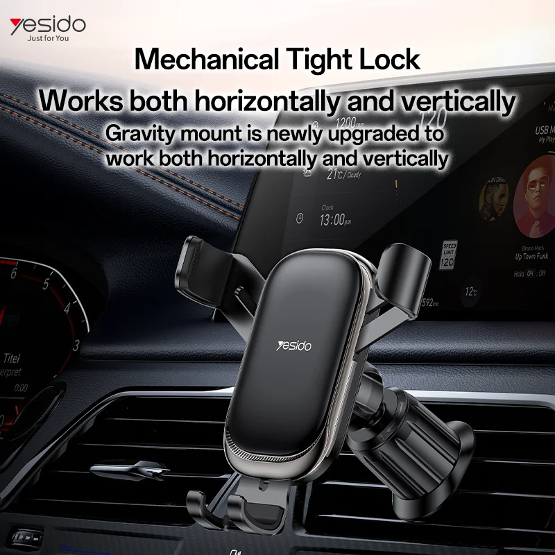 

ABS+Metal Car Phone Holder Gravity Phone Stand Air Vent Car Holder Stand for iPhone Xiaomi Samsung Huawei Realme Moile Phone