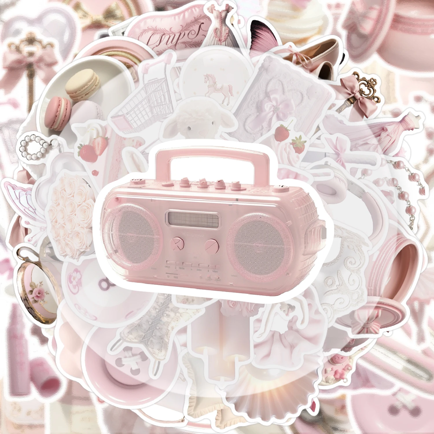 50 Simple Pink Ballet Aesthetic Graffiti Stickers, Suitable for Decorating Water Bottles, Laptops, Mobile Phones, Suitcases, Skateboards, Guitars, Gift Boxes, and Party Decorations