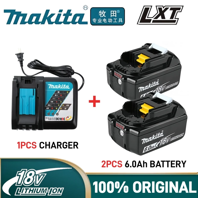 

original Makita Battery, 6.0Ah BL1860 Makita 18V battery, For Makita DDF487 DTW700 DGA405 DTD173 DJV182 HR140Z 18V Power Tool