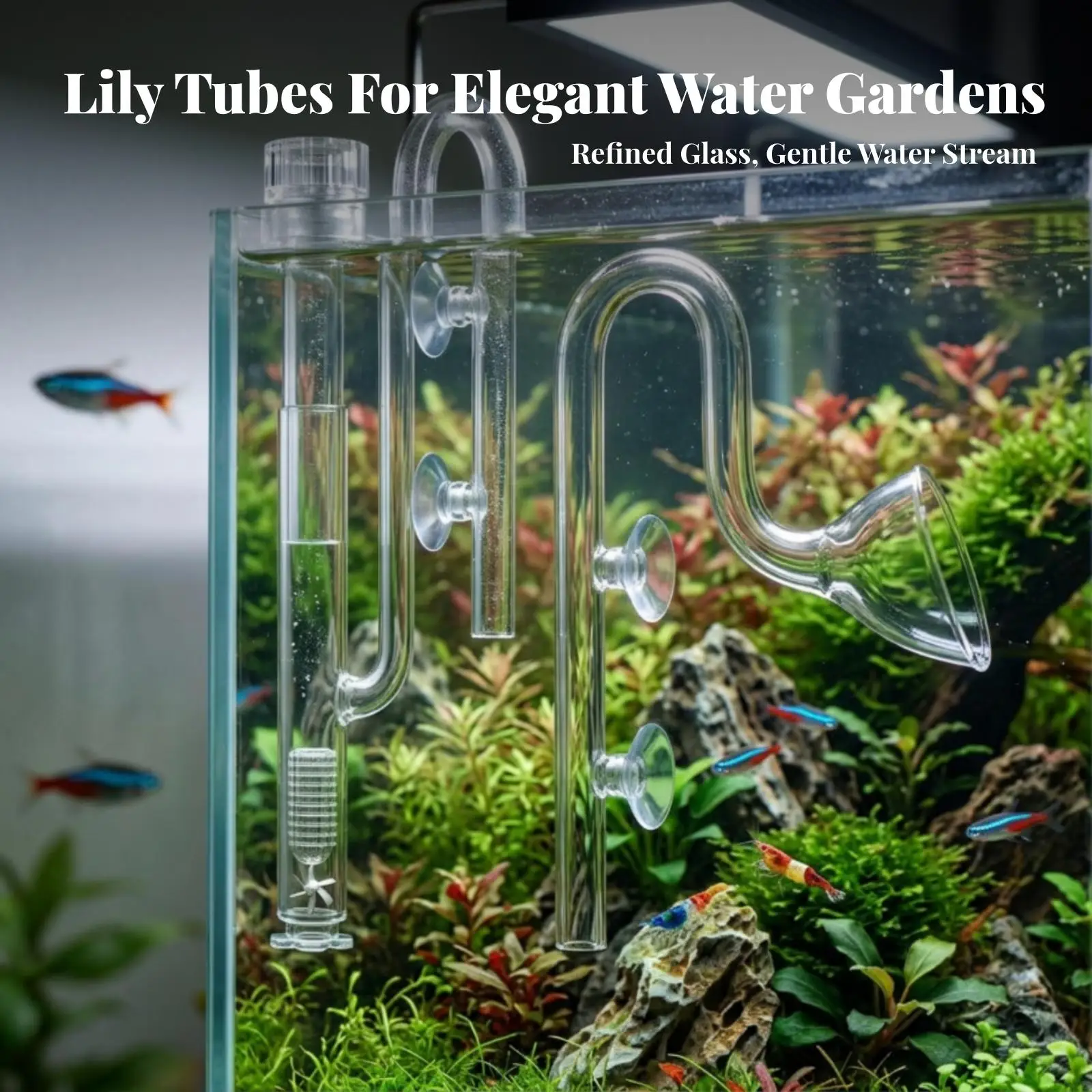 Aquarium Filter Inlet and Outlet U-Shaped Aquarium Lily Pipe Set Glass Inflow Outflow Set Transparent for Aquascapers