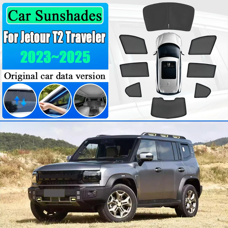 

For Jetour T2 Traveller 2023 2024 2025 Auto Magnetic Sunshade Windshield Side Window Visor Tools Car Mesh Sun Shades Accessories