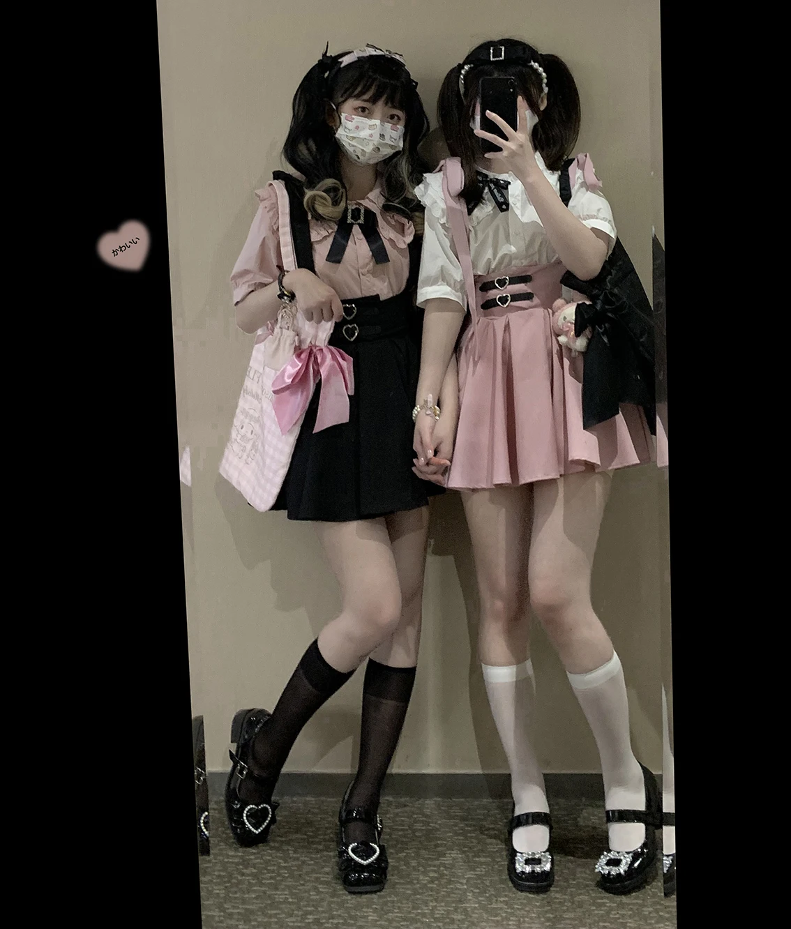 Baju kodok wanita dengan kancing kulit buatan Jepang rok suspender Lolita lucu rok merah muda Kawaii manis anak perempuan musim panas Y2k