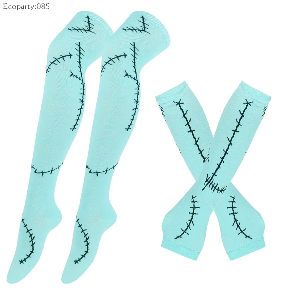 女性の靴下ゴルフセットクリスマス恐怖の夜 Cos サリー手袋靴下コスプレハロウィンコスチュームサリーステッチコスチューム Accessorie