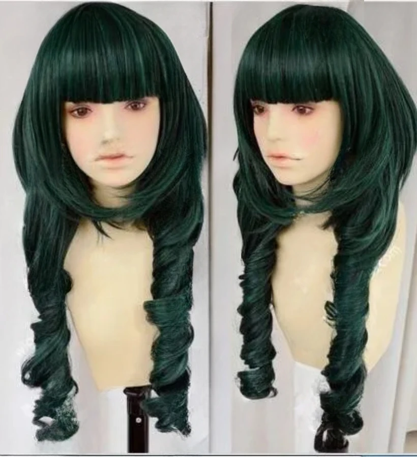 Dead Master DM Rock Shooter Styled Mixed Dark Green Curly Cosplay Wig