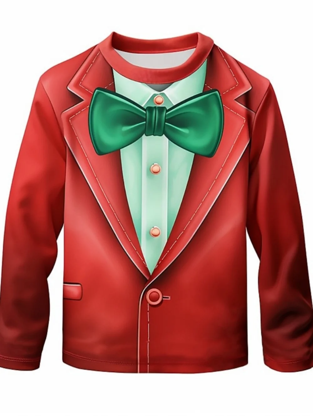 T-Shirt for Boys Tuxedo Print Boy Child T-Shirt Funny Fake Suit Tops Casual Long Sleeve Tee Christmas Gifts 3-10Y Kids Clothing