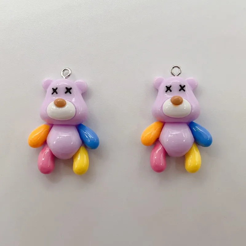 10Pcs Cute Smile Bear Reisn Floating Charms Patch Simulated Animal Pendant Flatback Diy Earrings Jewelry Making Accessories