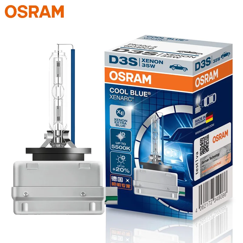 OSRAM D3S 66340CB Xenon HID Car Headlight COOL BLUE 35W 5500K White Light High Low Beam Original Upgarde Bulb Made In Germany
