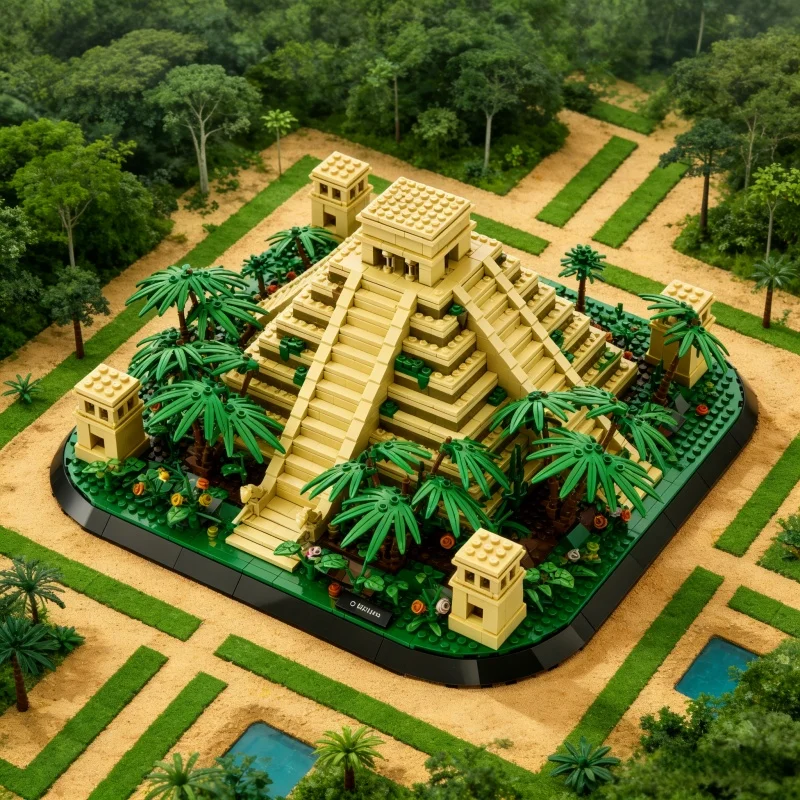 

Mexico Kukulkan Mayan Pyramid 1346PCS Kids Building Blocks Famous Architecture Assembled Model Puzzle Toys For Children Gifts
