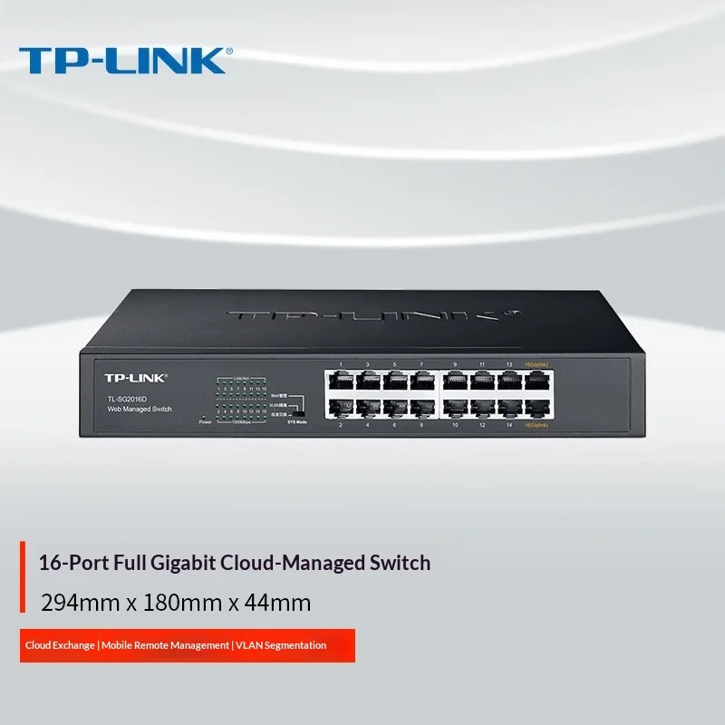 TP-LINK 16-Port Gigabit Cloud Managed Switch TL-SG2016D, ERPS Ring & VLAN QoS for Surveillance Desktop