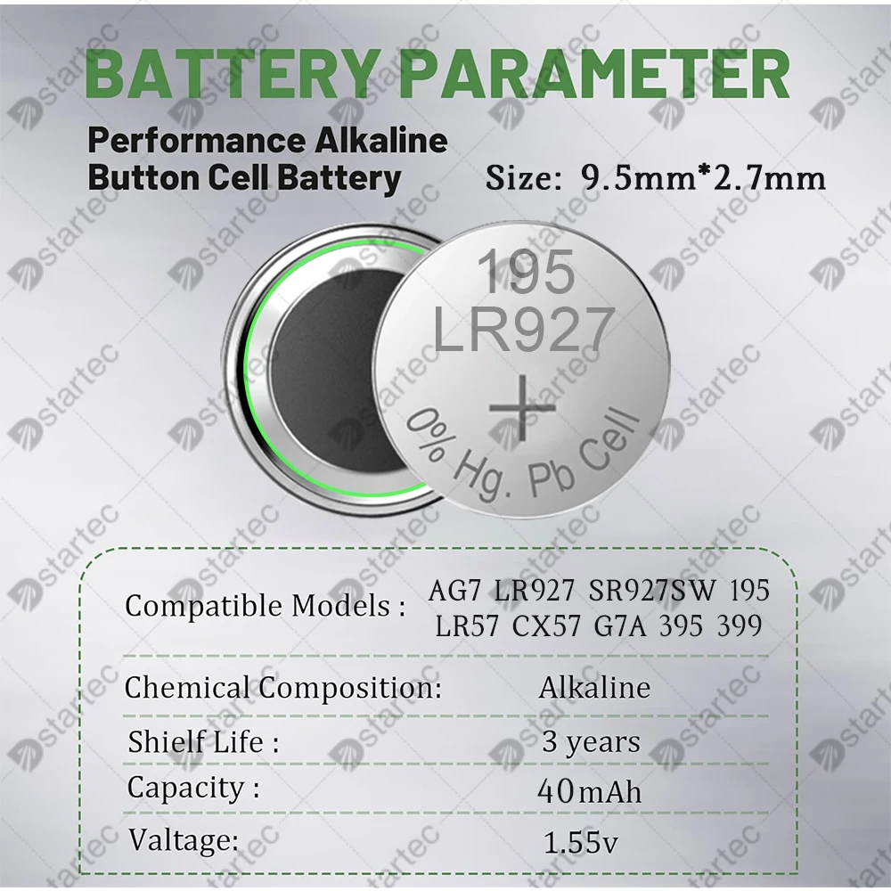 1.55V LR927 AG7 195 395 LR57 395A G7A SR927 399 Button Batteries For Watch Toys Remote SR927SW AG 7 Cell Coin Alkaline Battery