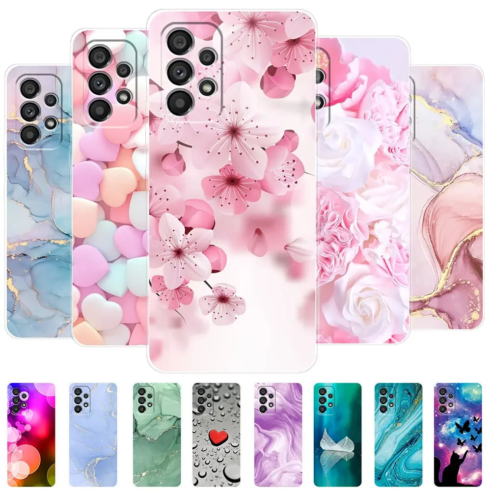 For Samsung Galaxy A52 A52S A72 A32 Case Shockproof Cover Case For Samsung A 72 32 52 Flower Silicone Fundas Phone Bumper Capas