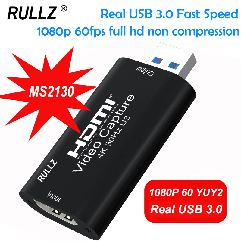 

Real USB 3.0 HDMI Video Capture Card Yuy2 1080P 60fps Full HD Ms2130 Capture Card Game Recorder Grabber Laptop PC Live Streaming