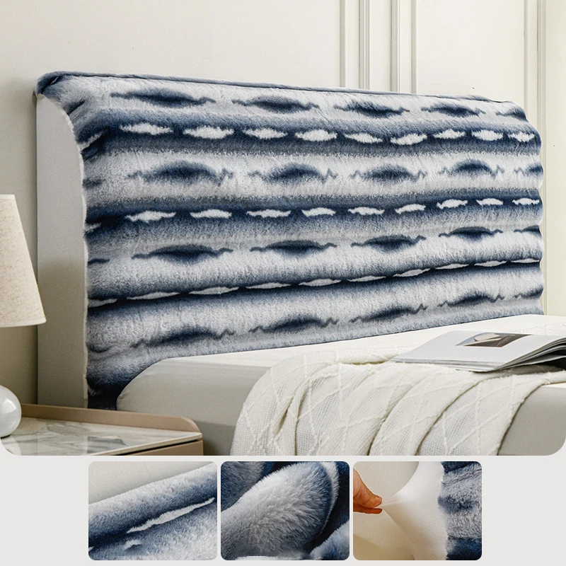 Faux Rabbit Fur Bed Headboard Cover Comfort Elastic Bed Head Slipcover All-inclusive Bed Backrest Cover Bedroom Decoration