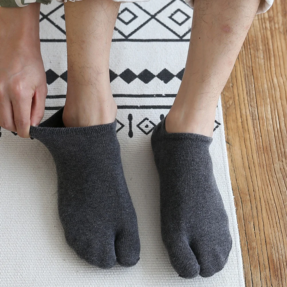 

4pcs For Men Two-Toed Cotton Low-Cut Summer Anti-Skid Cotton Two-Toe Socks Breathable Anti-Skid Thin Walking Socks