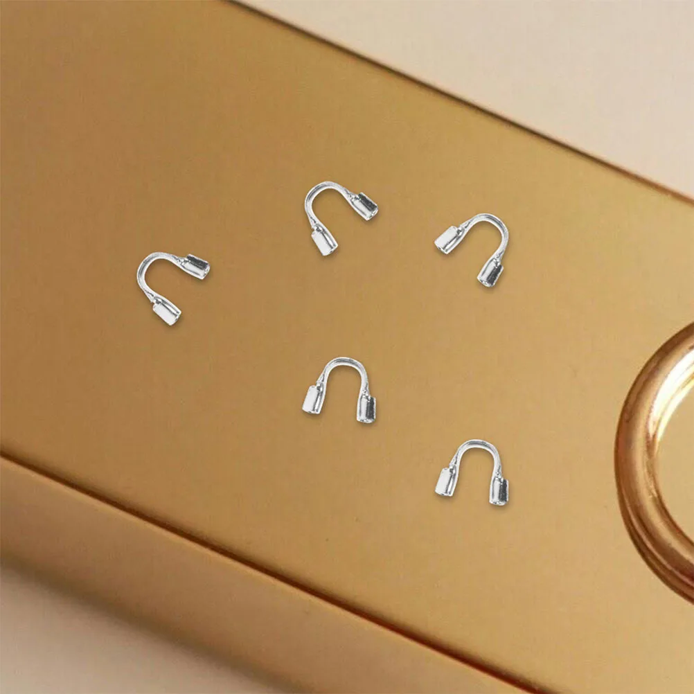 200 قطعة سلك على شكل حرف U جارديان: سلك مطلي بالفضة ينتهي قبعات لقلادة سوار ذاتي الصنع صنع المجوهرات نتائج لوازم الديكور #2