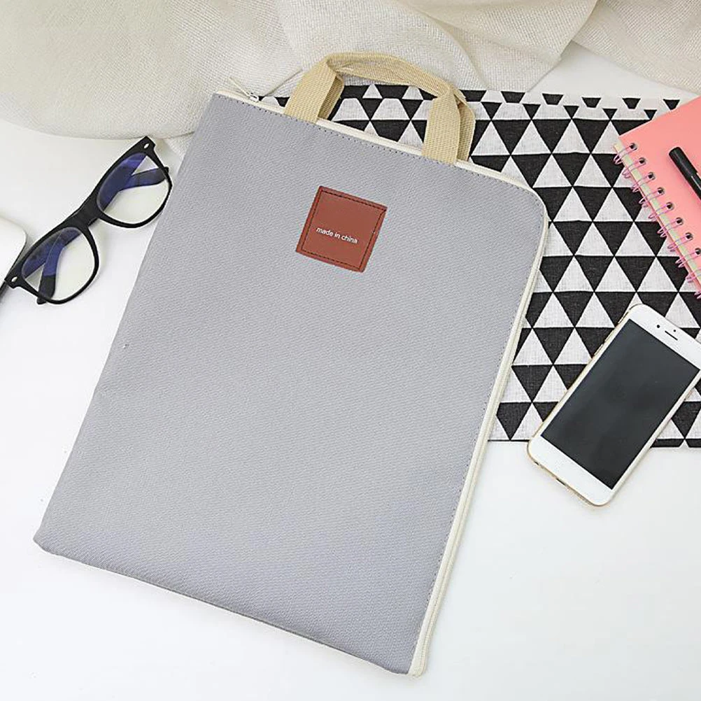

2pcs Canvas File Bag Safety Briefcase Documents Storage Pouch Laptop Handbag Multifunction Portable Zipper Envelope Case For