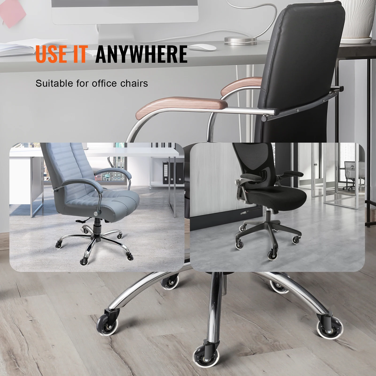 

Office Chair Wheels, Set Of 5, 3 Inch Caster Wheels Replacement For Hardwood Floors And Carpet, 130 Lbs Load