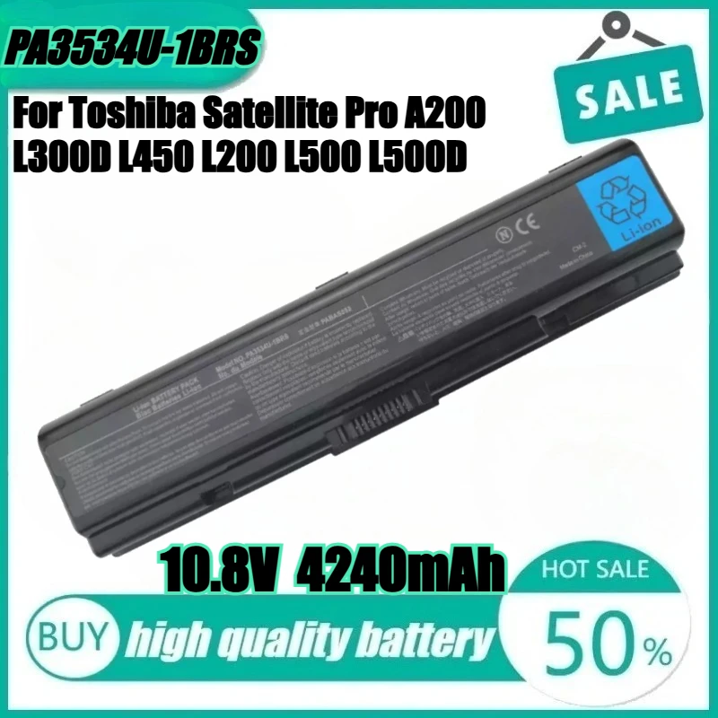 

New PA3534U-1BRS Laptop Battery for Toshiba Satellite Pro A200 L300D L450 L200 L500 L500D L505 L550 M200 L300 Series
