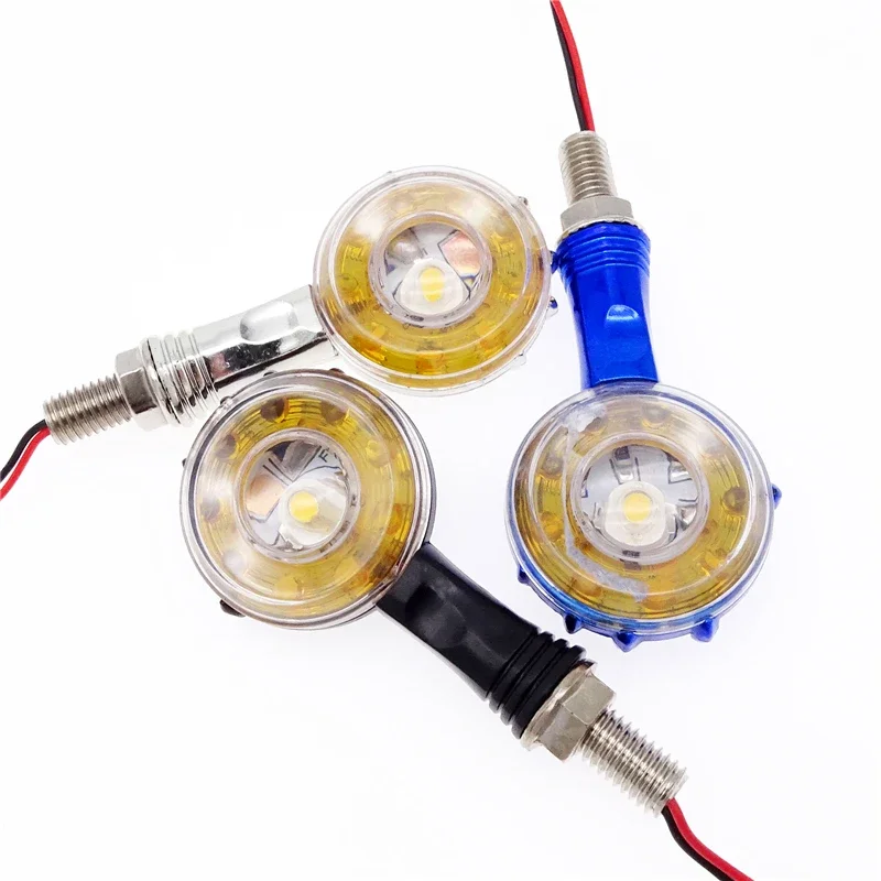 2 Chiếc 12V Đa Năng Đầu Lâu Đồng Hồ Xe Máy Biến Tín Hiệu Đèn 24Cm Chrome Báo Đèn LED Cho Kawasak suzuki Yamaha
