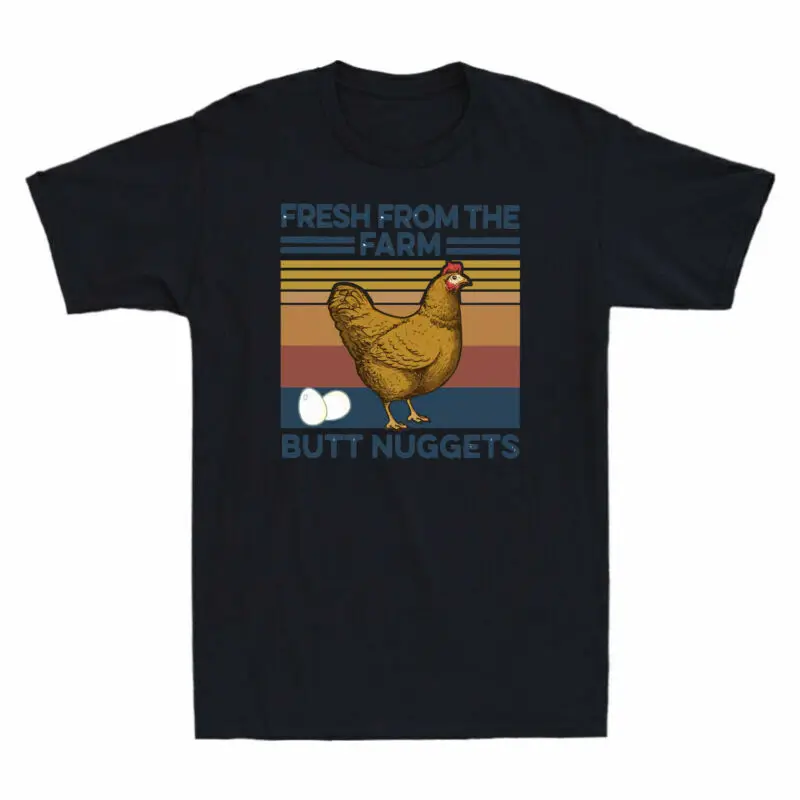 Fresh From The Farm Butt Nuggets Retro Chicken Vintage Men's T Shirt Cotton Tee