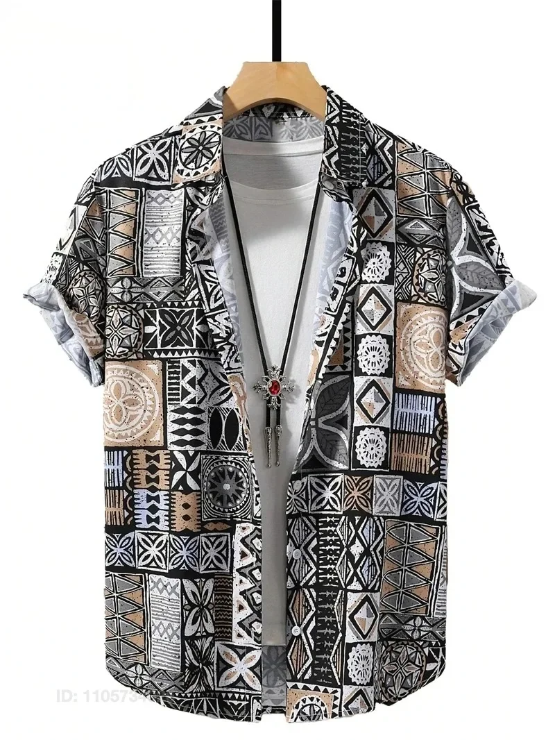 Premium Men's Hawaii Shirt Shorts Sleeve Shirts 3D Paisley Graphic Oversized Casual Lapel Button Bohemian Summer Top