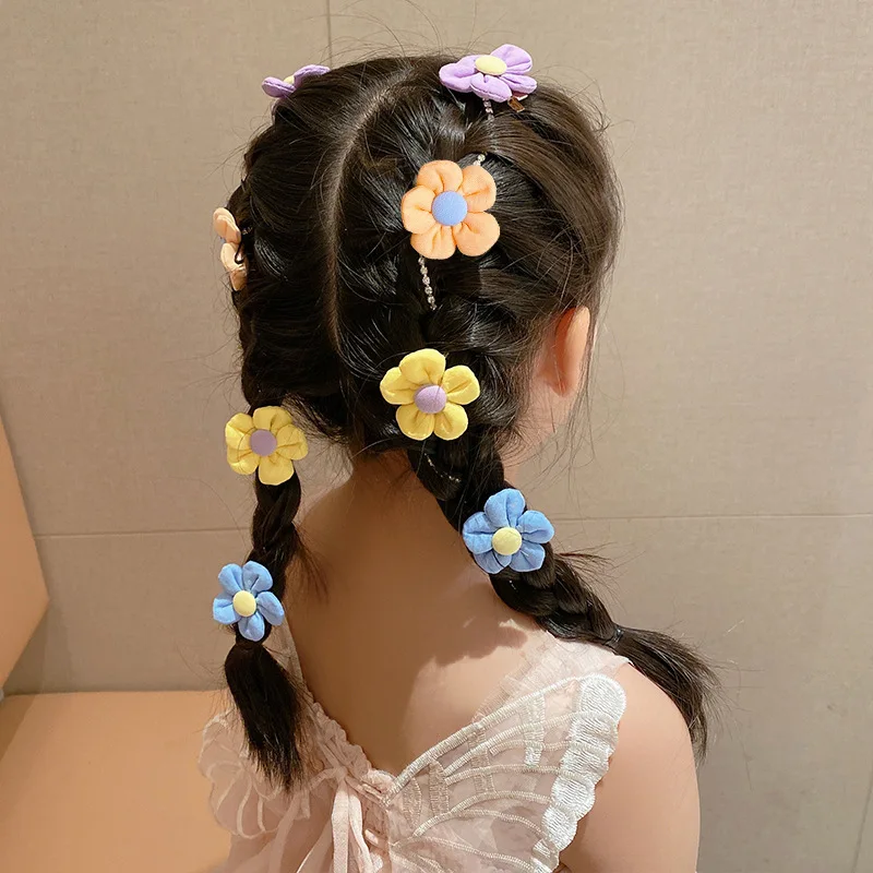 Color Flower Side Barrettes Bow Braided Hair Chain Pearl Butterfly Hair Chain Girls Baby Hairpin Hair Accessories Wholesale