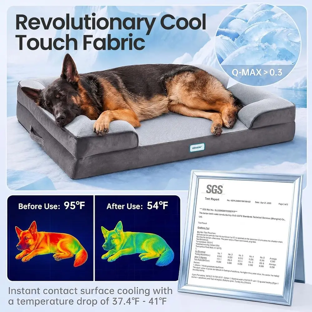 44-inch Cooling Orthopedic Dog Bed with Memory Foam for Large Pets - Washable, Waterproof Cover & Soft Fabric