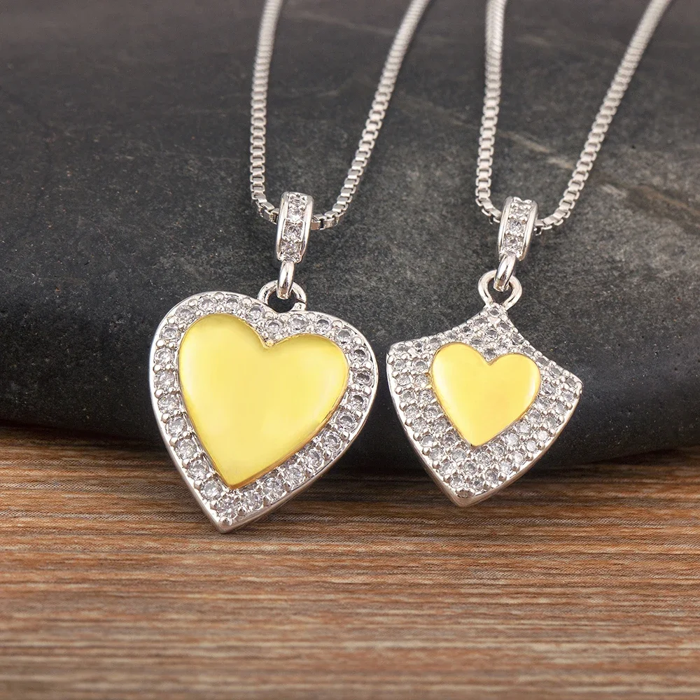 Nidin New Trendy Heart/Star/Shield Shape Pave Shiny Crystal Zircon Pendant Necklace For Female Male Luxury Jewelry Accessories