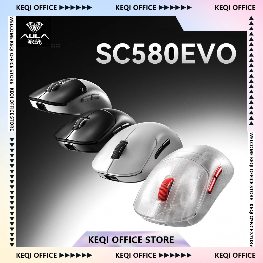 AULA SC580 EVO Gaming Mouse 3-Mode Wireless Dual 8K Polling Rate Bluetooth 20000DPI AL530 Sensor E-sports Mice For PC Laptop