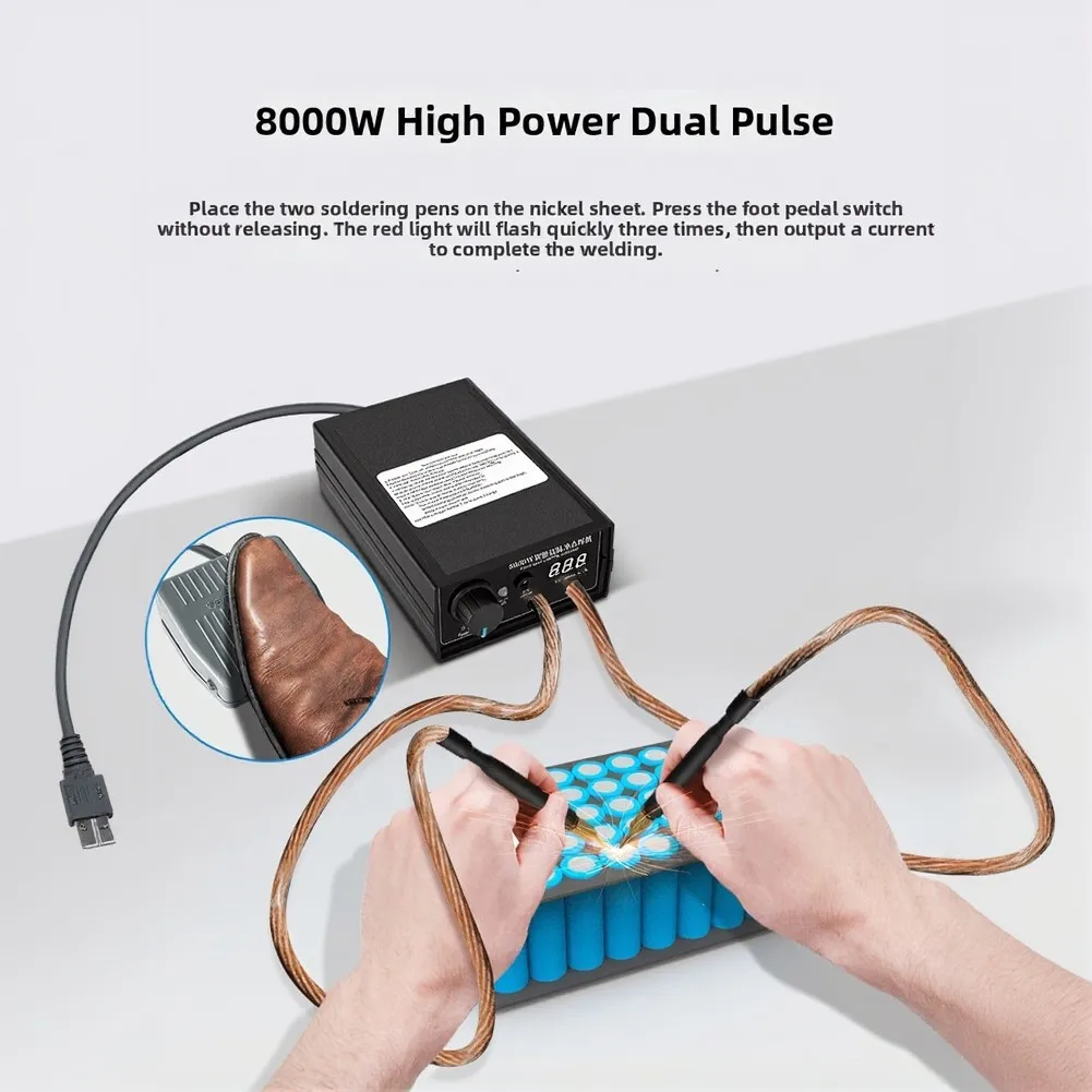 8000W Portable Spot Welder Rechargeable, Adjustable Power Battery Spot Welding Machine Foot Pedal For DIY Projects