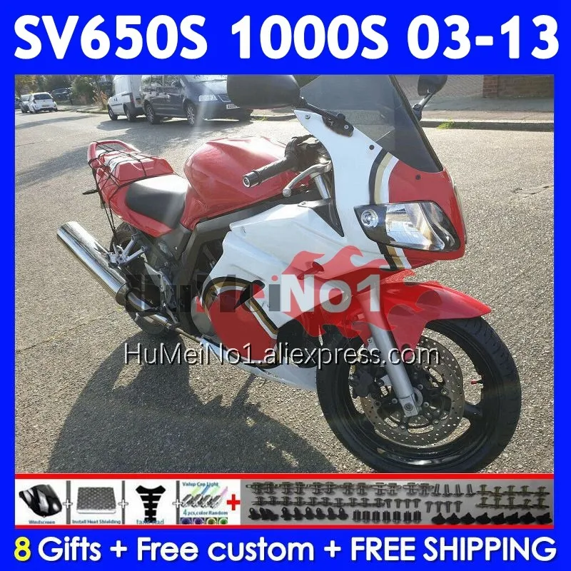 SV1000S For SUZUKI SV650S SV650 SV1000 S 112No.130 SV 650S 1000S 2003 2004 2005 2006 2007 2008 White red 09 10 11 12 13 Fairing