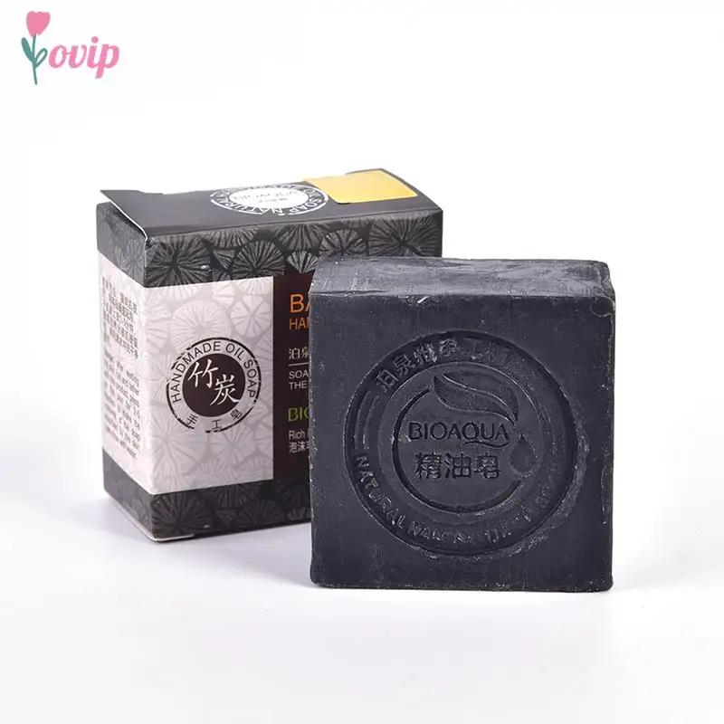 

Natural Organic Herbal Essential Black Bamboo Oil Soap Whitening Handmade Soap Skin Remove Acne Deep Cleansing Face Hair Care