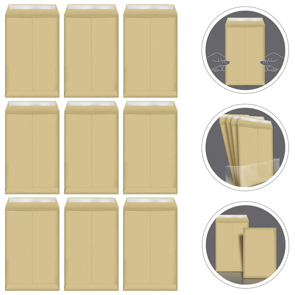 

25 самоклеящихся карманов из крафт-бумаги, идеально подходящих для файлов, открыток, визиток, компостируемые конверты C4 для офиса и школы