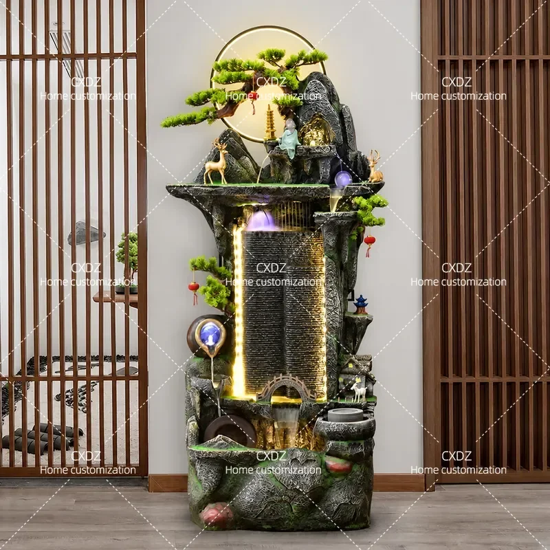 Rockery Flowing Water Fountain Circulating Landscape for Living Room Entrance Office Lucky Ornament Housewarming Opening Gift
