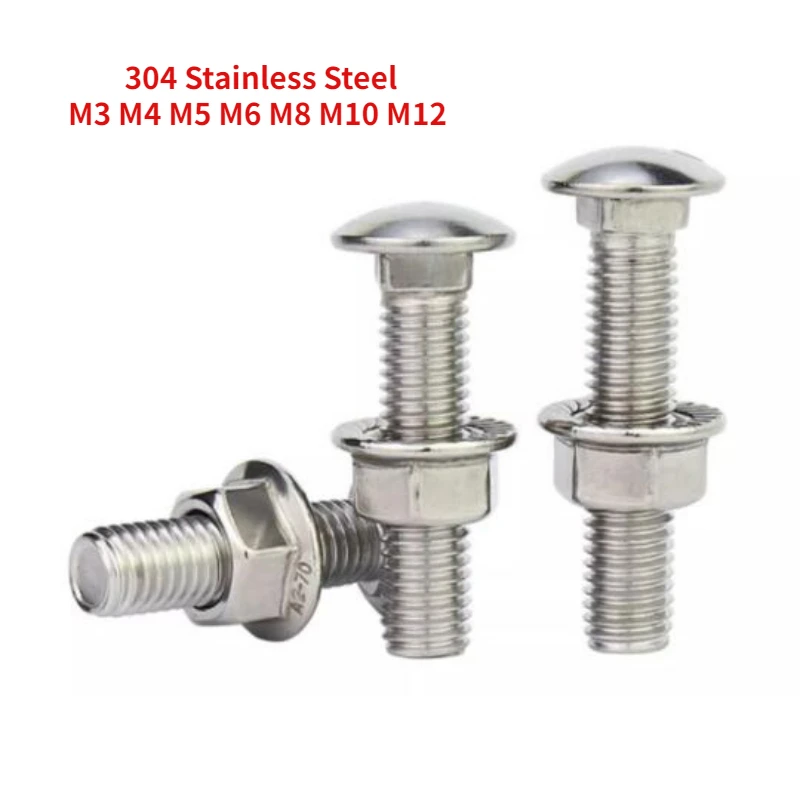 M3 M4 M5 M 6M8 M10 M12 304 Stainless Steel Carriage Screw/ Small Head Semi-Circular Combination Bridge Bolt