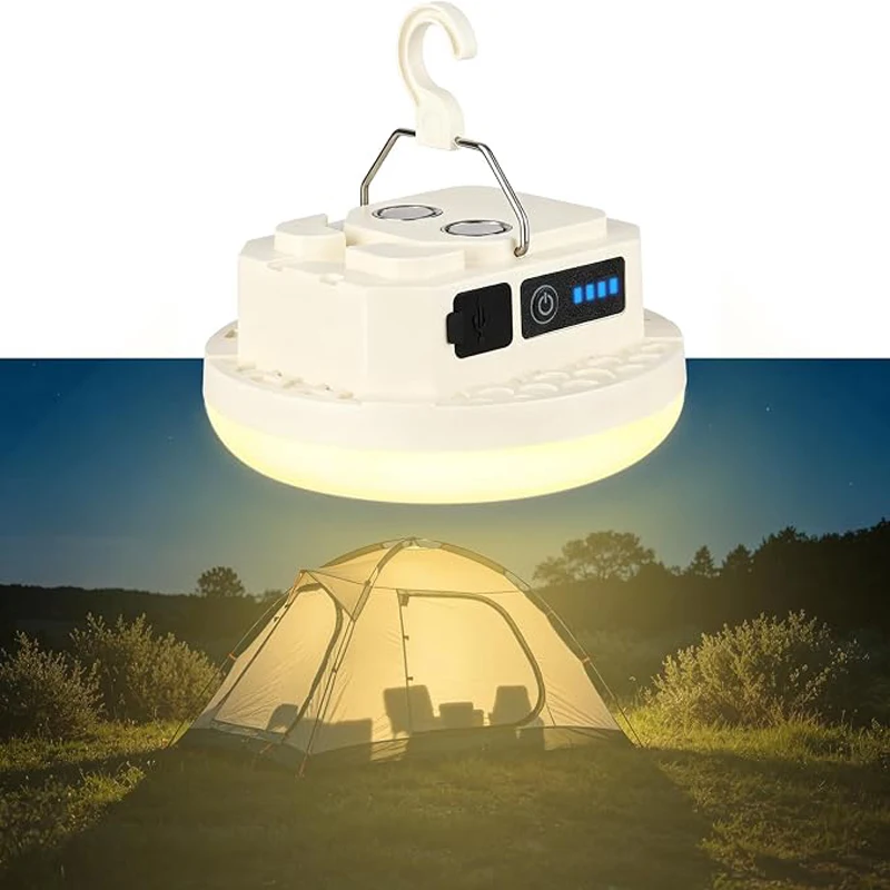 Portable Hanging LED Outdoor Camping Lantern USB Rechargeable Magnetic Tent Light for Wilderness Campsite Emergency Lighting