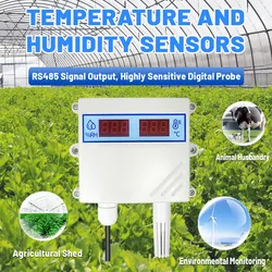 Sensor de humedad y temperatura de salida RS485, 0-5V, 0-10V, 4-20mA, pantalla Digital impermeable, sensores de aire montados en la pared, transmisión