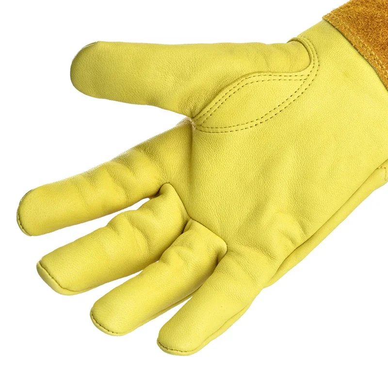 Deerskin Long Tube Gardening Gloves Rose Pruning Thorn-resistant Long Leather Gloves Work Welding Protective Garden Gloves