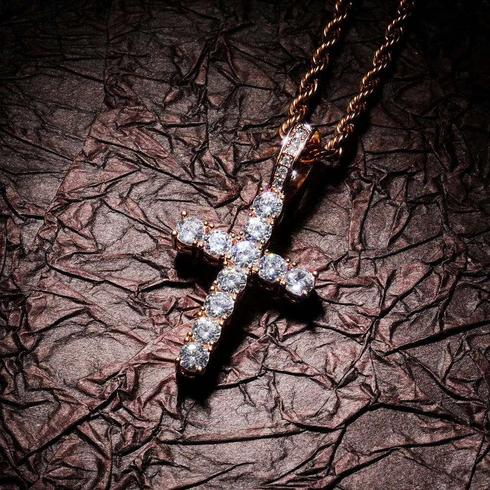 TOPGRILLZ Hip Hop Pico Harvey Cross Pendant Necklaces Micro Pave AAAA+ CZ Necklace 18\'\' 20\'\' 24\