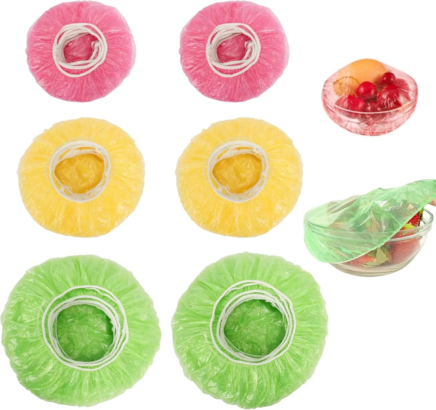 

60pcs Fresh Keeping Bags Canning Lids, Food Covers,Reusable Elastic Food Storage Covers, Plastic Sealing Elastic Stretch Adjusta