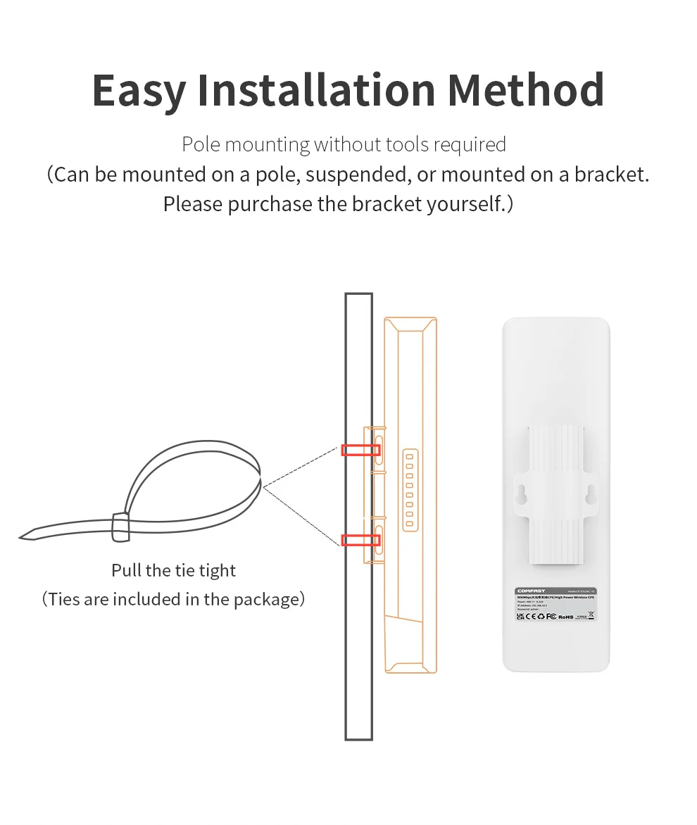 Comfast 5KM 5,8G WiFi Bridge Outdoor CPE 900Mbps Access Point Router Long Range Extender Repeater AP PTP 48VPOE Power Wasserdicht – Detail 17