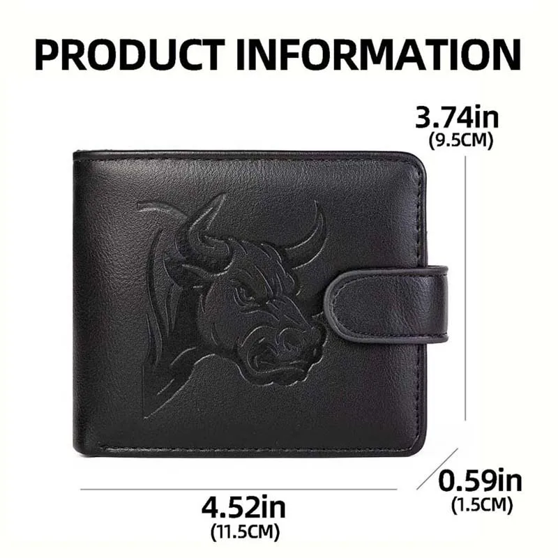 Portafoglio orizzontale da uomo in PU Posizione multipla per carte Portamonete leggero Porta biglietti da visita con bottone a pressione con stampa di moda