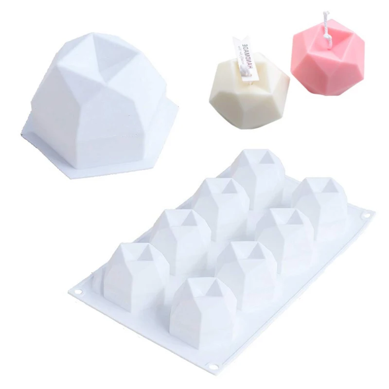 8 Pcs Irregular Polygonal Candle Silicone Mold DIY Chocolate Cake Pastry Baking Mold Manual Soap Aromatherapy Wax Making Tools