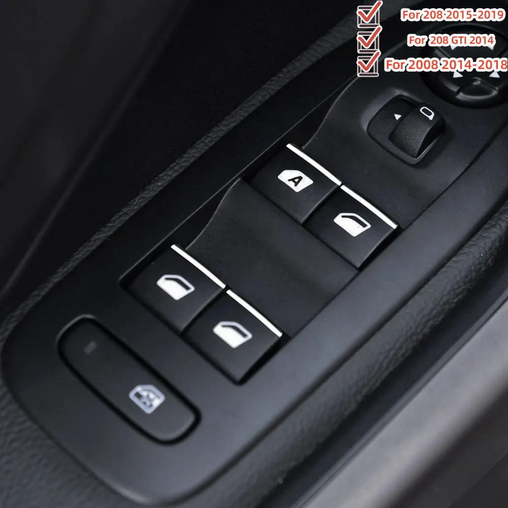 Car Window Lift Switch Button Sticker Sequins for Peugeot 208 301 508 307 407 607 408 2008 3008 5008 Citroen C4 C5 Accessories