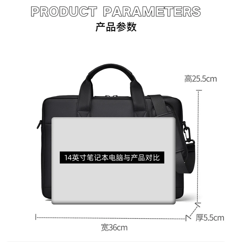 New Multi Bay 14-15.6 inch Laptop Case PU Waterproof Briefcase Anti seismic Large Capacity One Shoulder Laptop Case