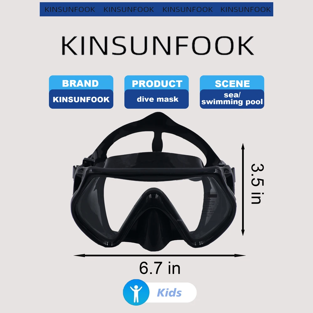 Snorkeling Mask for Kid Diving Mask Waterproof Scuba Diving Goggles Large Frame Anti-fog Swimming Mask Silicone Swim Goggles